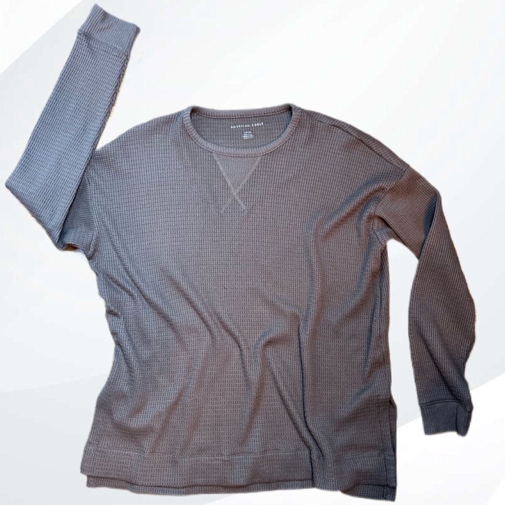 American Eagle Outfitters Mocha Chocolate Crewneck Lughtweight Sweater